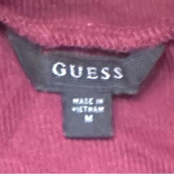 Guess front Full Zip mock neck bodysuit burgundy Red Medium Work to Evening sexy - Picture 3 of 6